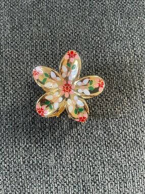 Gold Floral Enamel Flower Ring - Multi-Color
